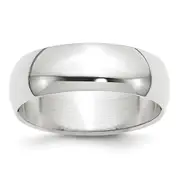 Solid 14K White Gold 7mm Half Round Men's/Women's Wedding Band Ring Size 13