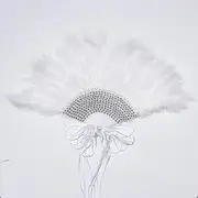 [LAXTO] Folding Handheld Fan,Hand Fan, Wedding Feather Fan Elegant Bride Handheld Fans with Lace Rose Non-Folding Photo Shooting Props for Wedding Decoration (Color : OneColor) Rose