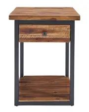 Alaterre Claremont Rustic Wood End Table with Drawer and Low Shelf