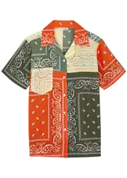 Arizona Love Patchwork Bandana Print Cotton Shirt, Shirt, Khaki - 3 3