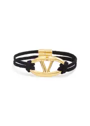 Valentino Garavani The Bold Edition VLogo Cord Bracelet - Black S