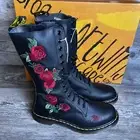NEW DR. MARTENS Women’s 8 VONDA ROSE EMBROIDERED Black Leather Boots