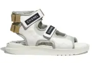 Chanel 21P White Grey Cocomark CC Logo Mule Slide Flat Teva Dad Sport Sandal 36
