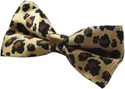[Zasel] Mens Gold Leopard Print Patterned Bow Tie Gold, Black, Brown