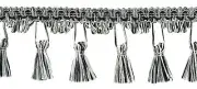 Black, Medium Grey, Vanilla / 2.5" Tassel Fringe Trim / Tuxedo [By The Yard]