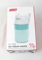 Dash My Pint Ice Cream Yogurt Sorbet Maker Aqua & White With Mixing Spoon
