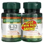 2 X Nature's Bounty, B-12, Twin Pack, Naturally Cherry Flavor, 5,000 mcg, 40 Qui