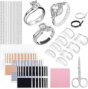 ZALIZR 96Pcs Invisible Ring Sizer Adjuster Set with Measuring Tool, Polishing Cloth, and Scissors - Ring Spacer Guards and Loose Ring Size Reducers for Men and Women's Rings