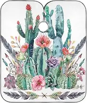 Cacti Succulents Flower Tropical Hair Cutting Cape Hair Dye Cape Waterproof, 64.9 x 55.1 Inches Hair Catcher for Haircuts, Cacti Succulents Flower Tropical