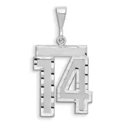 14k White Goldw Small Brushed Diamond-cut Number 14 Charm