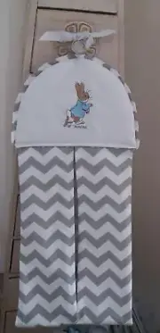 Peter Rabbit Nappy Stacker In Grey Chevron