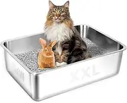ESCRODOI Stainless Steel Litter Box, 30L Extra Large Cat Litter Box, 60×40×15cm, Premium Metal Litter Tray, Adapt to Most High-Side Enclosed Litter Boxes, Anti-Scratch, Durable
