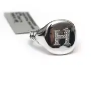 New DAVID YURMAN Pave Initial Letter H Pinky Ring in Diamond & Silver Size 4