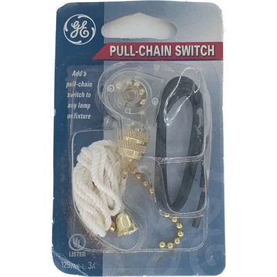 GE Pull Chain Switch Lamp Light Fixture Single 30" Cord Conversion Kit