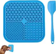 Lick Mat for Dogs Slow Feeder Licking Mat with Scraper, Anxiety Relief Lick Pad with Suction Cups for Peanut Butter Food Treats Yogurt, Pets Bathing Grooming Training Calming Mat, 20X20CM (Blue)