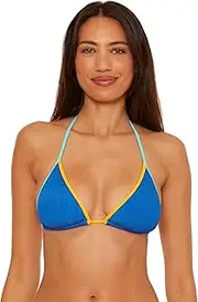 [BECCA] Women's Crinkle Crush Triangle Bikini Top, Adjustable, Tie Back, Swimwear Separates