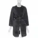 [二手] FENDI grey black fur leather 4-way reversible zip belted coat jacket IT38