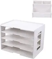 TOGEVAL 1Set File Holder Rack Plastic Desktop Organizer for Documents Books and Magazines for Office and Home Use Includes Practical Storage Box