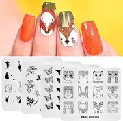 Alexnailart 4 Pcs Nail Art Stamping Plates Zoo Animals Series Fashion Print Manicure Templates Image Nail Art DIY Tool