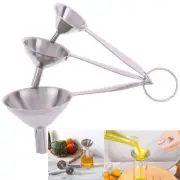 3pcs Stainless Steel Funnel Essentail Oil Water Spices Wine Flask Filter Funnel