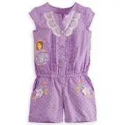 DISNEY STORE SOFIA THE FIRST WOVEN ROMPER FOR GIRLS COTTON 1-PC NICE DETAIL NWT