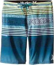 [Hurley] Boy`s Phantom P30 Ortega Boardshorts (12 Big Kids, Rio Teal (B4R) / Yellow/Reflective Silver)