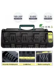 4-Port Charger for DeWALT 12V 20V MAX Lithium Battery Fast Charging w USB Ports