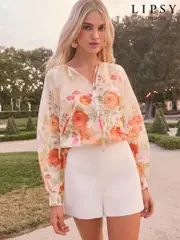 Lipsy White Button Through Floral Printed Blouse (AW5168) | $97