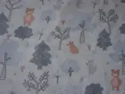 Bear Deer & Foxes Grey Flannelette Cotton Fitted Cot Sheet Handmade