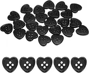 uxcell 40pcs Heart Resin Sewing Button, 15mm 5/8" 4 Hole Sweater Buttons for Clothing Garment Knitting Crafts Decoration, Black
