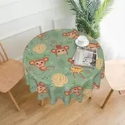 Monkeys Tablecloth for Round Table Cloth 60 Inch Waterproof Party Table Covers for Picnic Outdoor Kitchen
