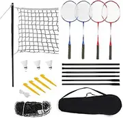 Oimzzr 4 Player Badminton Set with Rackets s Net Carry Bag and Shuttlecock for and Adults