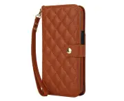 IPhone XR Wallet Case With Wrist Strap,PU Leather Lightweight IPhone XR Case-Brown