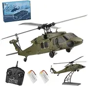 RC Helicopter for Adults, K170 UH-60L 170 Size 2.4G 4CH 6-Axis Gyro Flybarless RC Helicopter with Altitude Hovering, Adjustable Left and Right Hand Throttle for Beginners (2 Battery)