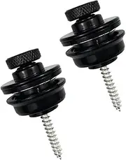 Guitar Strap Locks,Guitar Strap Buttons 2 Pack Metal Straplocks Anti-stripping Quick Release Bass Locks with Mounting Screws for Electric Acoustic Guitar Replacement Black