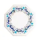 12" Semi Precious Stones Handmade Inlay Marble Corner Side Table Top
