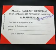 Vintage MESSAGERIES MARITIMES Baggage Label NOS Unused
