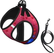 Abstract Heart print Dog Harness and Leash Set, Reflective Adjustable Puppy Vest for Small Medium Large Dogs, Cats