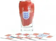 England Official Mini Bar Set (Set of 1 Pint Glass, 4 Beer Mats & 1 Bar Towel) (UK Size: One Size) (Red/White)