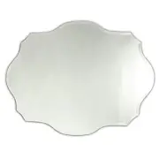 Scalloped Frameless Bathroom Wall Mirror Unique Ornate Beveled Edges 24x32