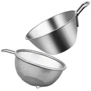 1 Set Fruit Rice Washing Strainer Kitchen Strainer Mesh Colander Egg Mixing Bowl