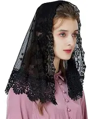 [BEAUTELICATE] Princess Lace Veil Church Cathedral Catholic Chapel Mantilla Communion Easter Latin Mass Head Covering
