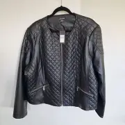 Ladies City Chic Black Jacket XXL, Size 24 New with Tags Faux Leather Eliza