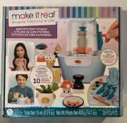 Make It Real Mini Pottery Studio ~ 26 pcs DIY Pottery Kit Air Dry ~ NEW!