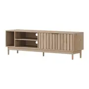 Oikiture TV Cabinet Entertainment Unit Stand Storage Shelf 160cm Ripple Door