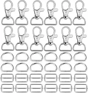 60 Pcs Purse Hardware for Bag Making - Swivel Snap Hooks, D Ring, Slide Buckle,