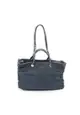 二奢 Pre-loved Chanel coco mark Shoulder bag tote bag canvas leather Navy silver hardware 2WAY