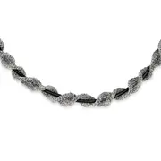 Sterling Silver And Ruthenium-Plated Fancy Mesh Necklace