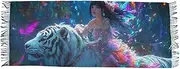 [AIXIWAWA] Woman and Animal Women's Pashminas Scarf, Shawls Wrap Lightwight Tassel for Evening Dress Dinner Party, Multicolor