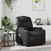 Massage Recliner Chair Black Faux Leather Comfy Chairs, Furniture for Reading, Bedroom, Gaming, Living Room Recliners for Small Space